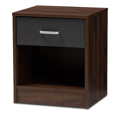 Baxton Studio Hansel Modern 1-Drawer Dark Brown and Dark Grey Finished Nightstand 147-8258